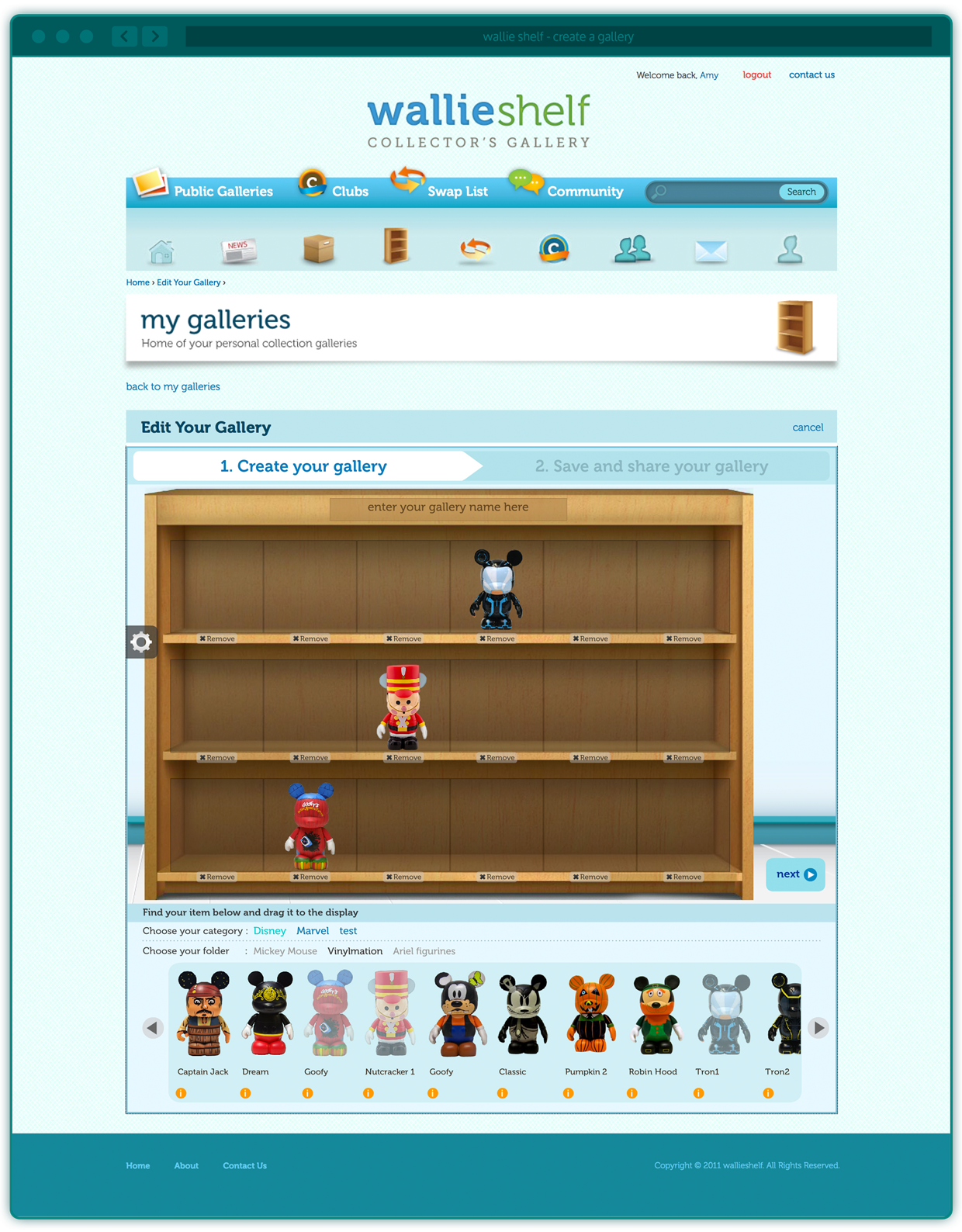 Wallie Shelf - Create Gallery Interface
